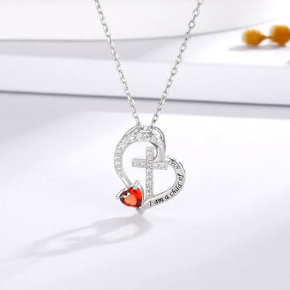 MANBU Sterling Silver Cross I am a Child of God Necklace for Girls - style: 01-January