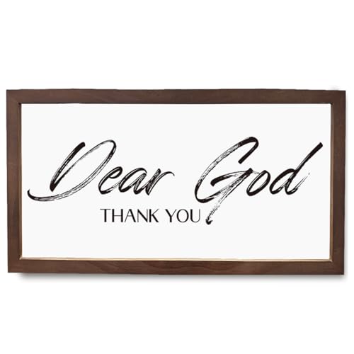Christian Decor, Dear God Thank You Sign, Inspirational Home Office Decor, Scripture Wall Art, Wood Framed Sign, Home Church Room Decoration, Bible Verse Wall Art - color: Dear God Thank you