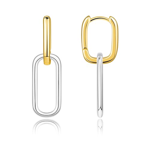 14K Gold Earring Cross Waterdrop Butterfly Heart Knot Earrings for Women Gold Silver Cross Leverback Drop Gold Silver Teardrop Hoop Dangle Earring White Gold Dangle Drop Earring - color: Two Tone-Paperclip Dangle Earring