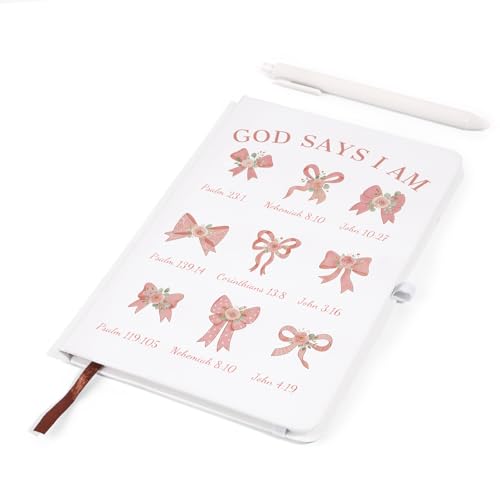 Bible Journal and Pens Set, A5 Notebook for Prayer, Scripture Writing & Bible Study & Daily Note-taking, Christian Gifts with 2 Inspirational Pens,5.7 * 8.2 Inch,192 Pages (Design 03, White) - color: White, style: Design 03