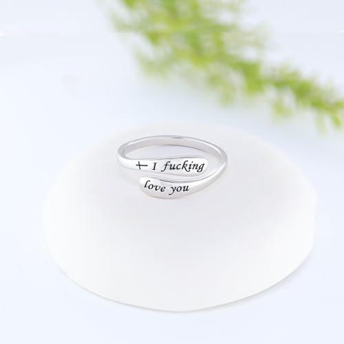 925 Sterling Silver Inspirational Adjustable Rings - Personality Encouragement Jewelry Gift For Women - style: I love you