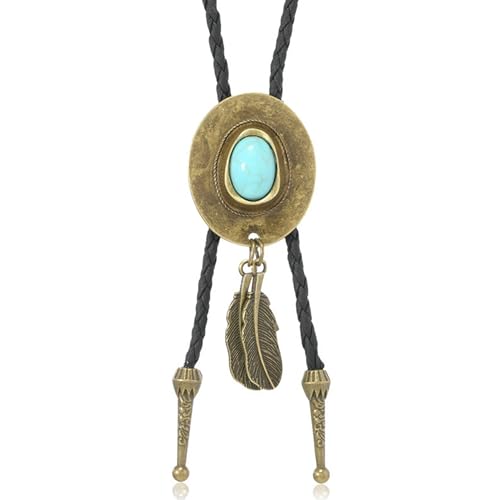 Western Cowboy Bolo tie for Men Women Gold Silver Death Skull Moth Cross Bolo Tie Christmas Deer Rooster Wolf Necktie Gift - color: 12# Turquoise Cowboy Hat
