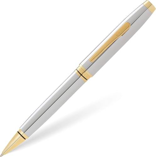 Cross Coventry Ballpoint Pen, Medium Point, Black Ink, Multiple Colors - color: Polished Chrome & Gold