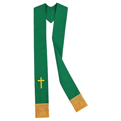 BLESSUME Church Clergy Pastor Cross Embroidered Stole - color: Green 8