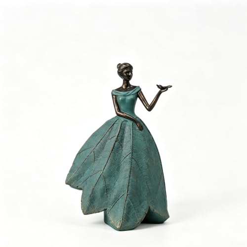 Guichifun Fairy Statue Collection Home Decoration - Leaf Angel Girls with Dragonfly Resin Home Decor for Outside or Inside Rustic Garden Outdoor Yard Decorations Figurines Gift 5 x 3.5 x 7.5 Inch - color: Green-dragonfly, size: Small
