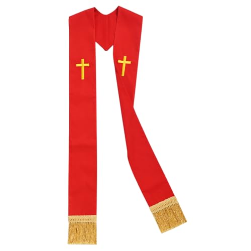 BLESSUME Church Clergy Pastor Cross Embroidered Stole - color: Red 11