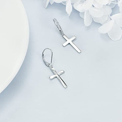 Cross Earrings 925 Sterling Silver Dangle Earring Gifts for Women - style: Origami