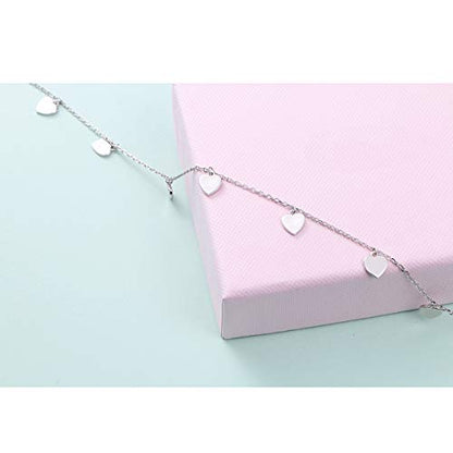 DAOCHONG Women S925 Sterling Silver Disc Statement Choker Necklace - style: Love Heart