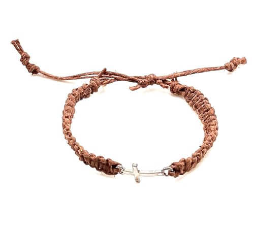 Cross Hemp Bracelet - color: Dark Brown