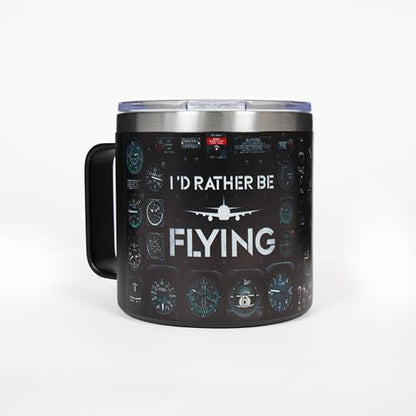 14 Oz Pilot Tumbler, Aviation Gift for Men, Private Pilots, Dad, Husband, or Son, Airplane-Themed Birthday, Retirement & Christmas Birthday Gifts with Pilot Accessories - color: Pilot Rather Flying