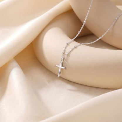 925 Sterling Silver Cross Necklace for Women Dainty Cross Necklace - color: Silver -16"