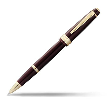 Cross Bailey Light Rollerball Pen, Polished Burgundy & Gold Tone, Black Ink - color: Polished Burgundy