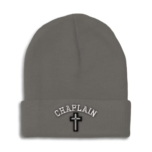 Beanies for Men Cristian Chaplain Cross Christ Faith Jesus Skull Cap Winter Hats for Women Acrylic One Size - color: Dark Grey Design Only