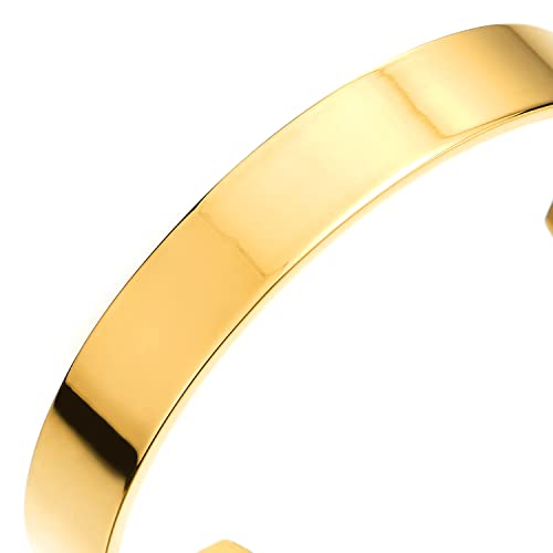 Stainless Steel Adjustable Cuff Bangle Bracelet for Men Women Minimalist - color: E-Metal Color: Gold-02