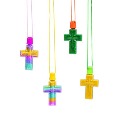 Fun Express Cross Sand Bottle Necklaces & Craft Set for Kids, 12 Pieces