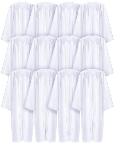 Toulite 12 Pcs Unisex Choir Robes for Church Baptism Gowns White - size: Size 45