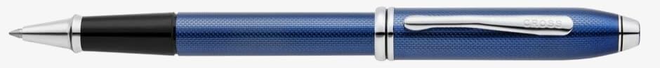Cross Townsend® Polished Translucent Cobalt Blue Engraved Diamond Cut Pattern with Polished Chrome Appointments Selectip® Rollerball Pen