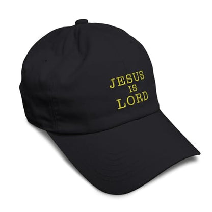 Speedy Pros Soft Baseball Hat Embroidered Dad Hat Jesus is Lord God Christ Christian Religious Cotton - color: Black Design Only