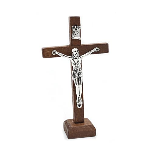 hejhncii Crucifix Wall Cross Wooden Catholic Cross With Stand Religious Christian Standing Cross Church Home Ornaments For Prayers
