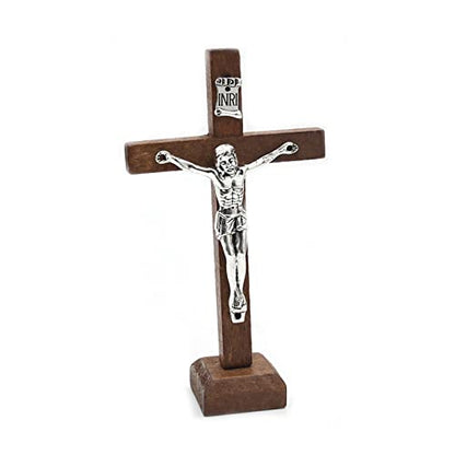 hejhncii Crucifix Wall Cross Wooden Catholic Cross With Stand Religious Christian Standing Cross Church Home Ornaments For Prayers