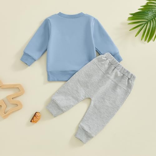 Kupretty Baby Boy Clothes Dad's Little Dude Sweatshirt Pants Set - color: Grey, size: 2-3T