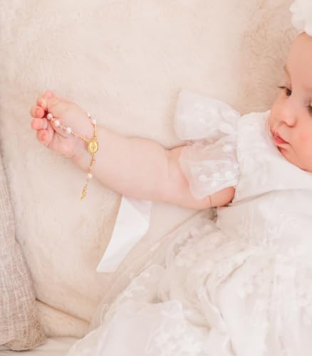 Precious Pieces Baby First Rosary .925 Silver or 14K Gold-Plated - color: Pink-GOLD