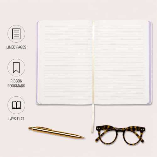 WORLD TRAVELER Large Lined Journal Notebook 256 Ruled White & Ivory Pages - color: Debossed Floral