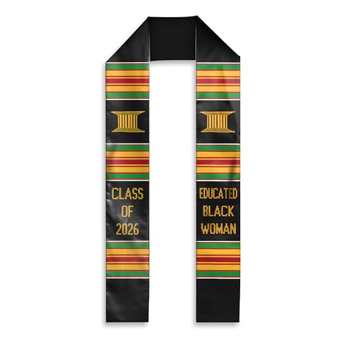 MDPrints Global Kente Graduation Sash 2026, Black Girl Magic Graduation Sash 2026, Class of 2026 Graduation Gift - color: Kente02