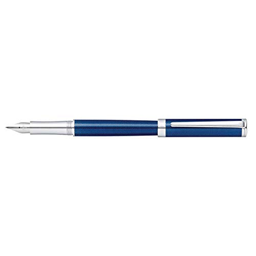 Sheaffer Intensity Engraved Translucent Blue Fountain Pen with Chrome Cap, Trim, and Medium Nib - color: Engraved Translucent Blue, style: Fountain Pen, Medium Nib