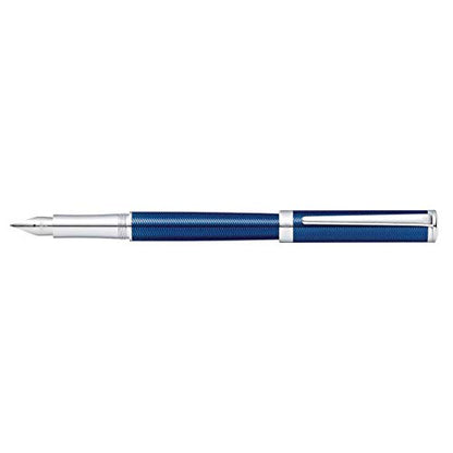 Sheaffer Intensity Engraved Translucent Blue Fountain Pen with Chrome Cap, Trim, and Medium Nib - color: Engraved Translucent Blue, style: Fountain Pen, Medium Nib