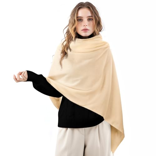 Clothirily Womens Winter Scarf, Oversized Long Blanket Plaid Shawl Wrap - color: Beige