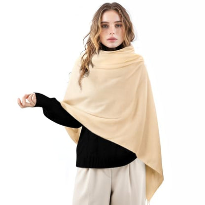 Clothirily Womens Winter Scarf, Oversized Long Blanket Plaid Shawl Wrap - color: Beige