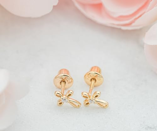 Cherished Moments Cross Earrings, .925 Sterling Silver or 14k Gold-Plated - color: Gold LG Clear
