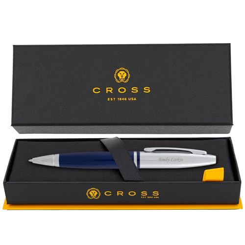 Cross Calais Personalized Ballpoint Pen in Blue Lacquer with Chrome Cap - color: Blue Lacquer with Chrome