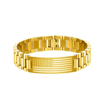 P. BLAKE American Flag Bible Verse Bracelet for Men, Stainless Steel Engraved Scripture Bracelet Christian Religious Christmas Birthday Jewelry Gifts - color: Gold, size: No Bilble Verse