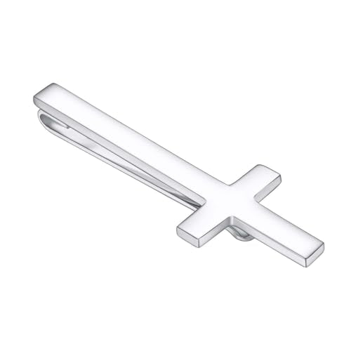 Gold Black Silver Cross Tie Clips For Men Unique Christian Catholic Tie Clip Cross Accessories For Men - style: silver cross