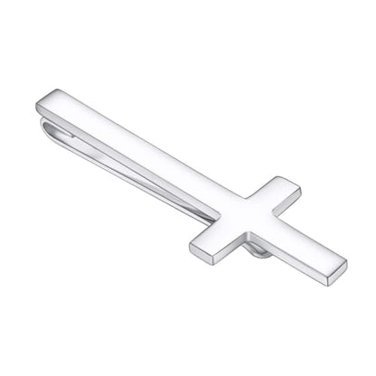 Gold Black Silver Cross Tie Clips For Men Unique Christian Catholic Tie Clip Cross Accessories For Men - style: silver cross