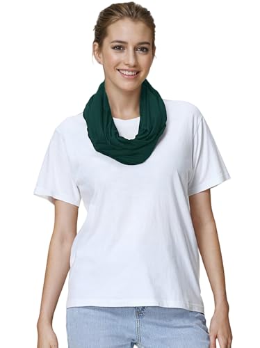 Lina & Lily Premium Modal Jersey Knit Women's Infinity Scarf Loop Lightweight - color: Dark Green