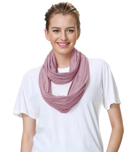 Lina & Lily Premium Modal Jersey Knit Women's Infinity Scarf Loop Lightweight - color: Dusty Rose