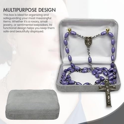 Novel Box Grey Communion Keepsake Rosary Box 3.25x2.5x1 Inches - color: Grey