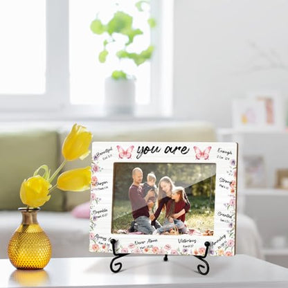 Christian Picture Frame, Inspirational Scripture Picture Frame, Wooden Photo Frame With Stand, Religious Gifts for Family Friends Coworker, 4x6 Photo Frame Home Office Desktop Display Decorations -11 - style: Christian -B