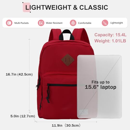VX VONXURY Kids Backpack for School Travel,16.7 Inch Lightweight Bookbag - color: Red