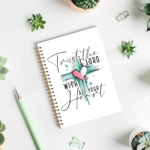ROXMART Christian Glitter Spiral Notebook, Bible Verse Journal, Christian Gifts for Women, Trust in the Lord with All Your Heart Religious Scripture Hardcover Notebook Journal, 5.5x8.3 Inch - color: Style 01