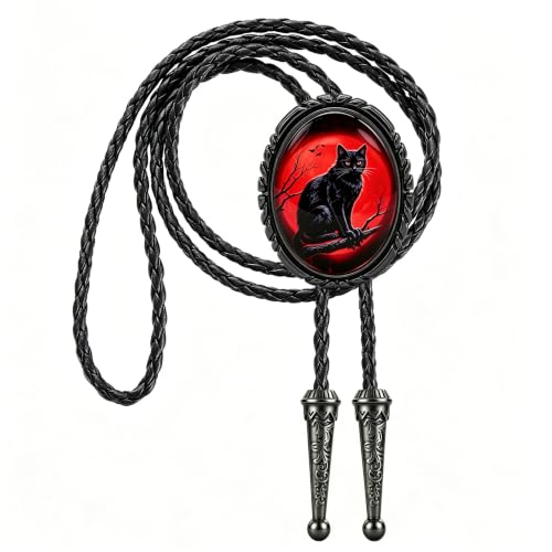 GelConnie Gothic Bolo Tie for Men Women 3D Art Western Cowboy Necktie - color: Cat Bolo Tie