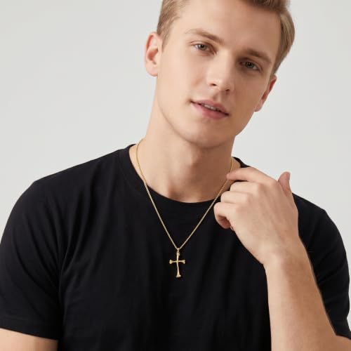 14K Gold Plated Cross Pendant Necklace Christian Jewelry Religious Gift - color: C01-Rib Cross Gold