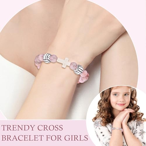 Bracelets for Girls Cross Soccer Bracelets Birthday Gifts for Girl - color: 5# Volleyball Girl