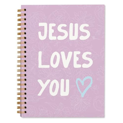 Purple Bible Study Notebook, Bible Note Taking Supplies Notebook Journal, Cute notebook, Bible Study Notebook Supplies Gifts Notebook for Teen Girls Student Teacher Women 5.5x8.3 inch - color: Jesus loves you purple