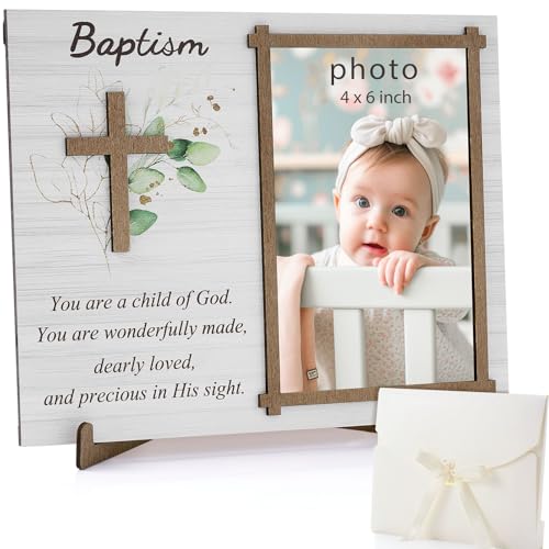 Baptism Gifts for Boys Girls, Baptism Photo Frame with Gift Box, Leaf - style: Leaf