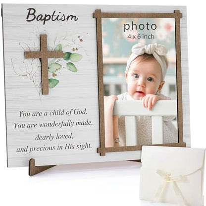 Baptism Gifts for Boys Girls, Baptism Photo Frame with Gift Box, Leaf - style: Leaf