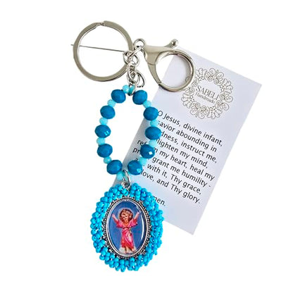 Sabeli Handmade Keychain Clip Holder - Catholic Rosary Bead Prayer - Religious Gifts Men Women - Llavero Catolico Regalo - color: Child Jesus